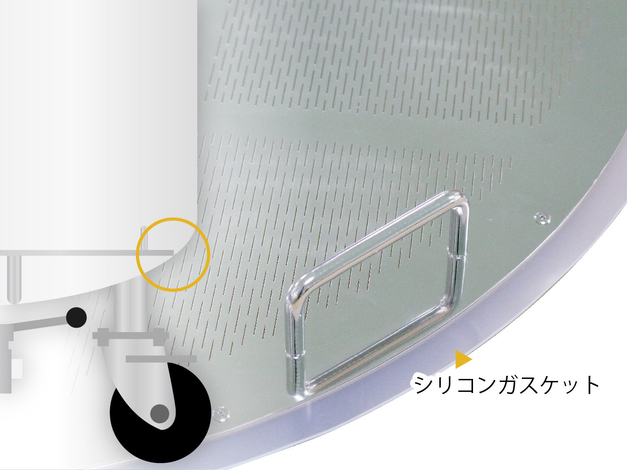 ロイター板外周の隙間をなくすシリコンガスケット