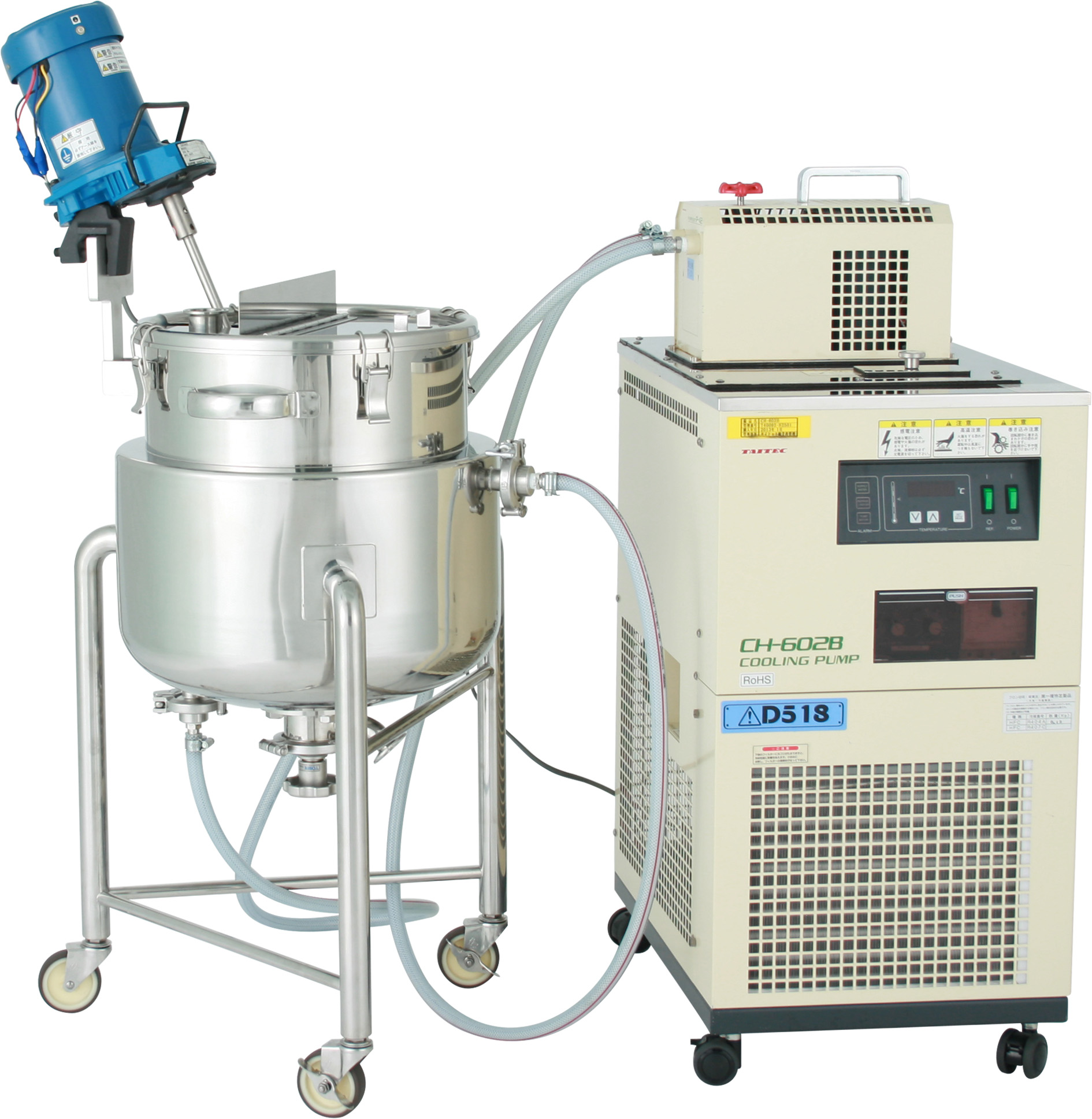 ステンレス容器の撹拌・温調ユニット