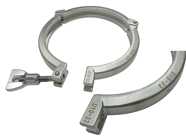 ヘルールクランプバンドに管理番号レーザーマーキング