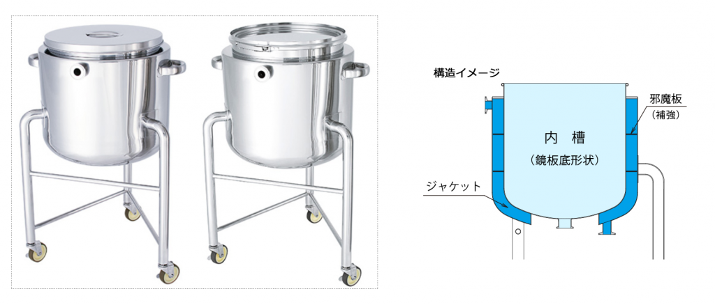 耐圧使用のジャケット容器