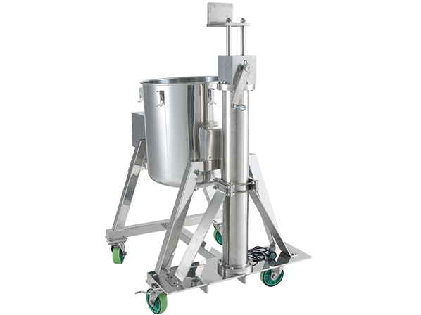 反転機能付容器の昇降機能付きカクハン機座