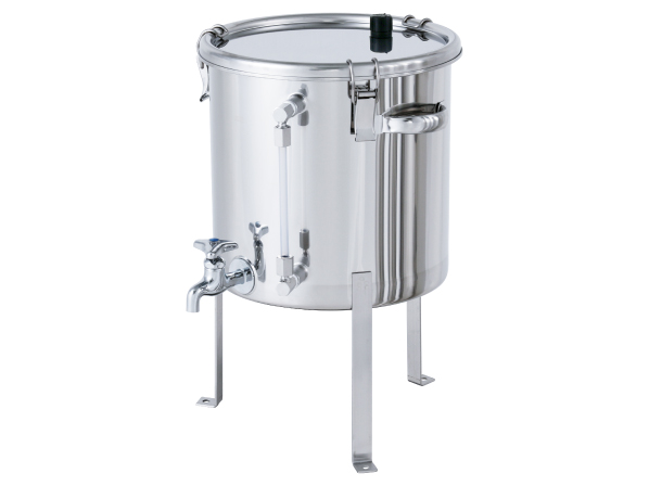 レベル計・蛇口付密閉容器 空気抜・平鋼脚付【CTH-W-LV-AIB-FL】