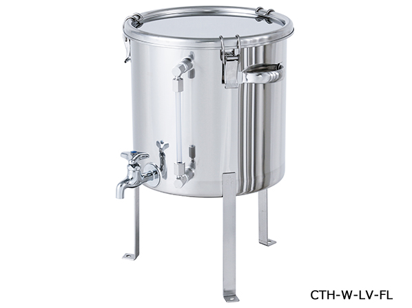 レベル計・蛇口付密閉容器 平鋼脚付【CTH-W-LV-FL】