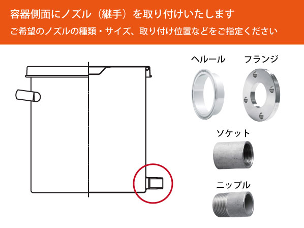ノズル付容器A（容器側面へのノズル加工）
