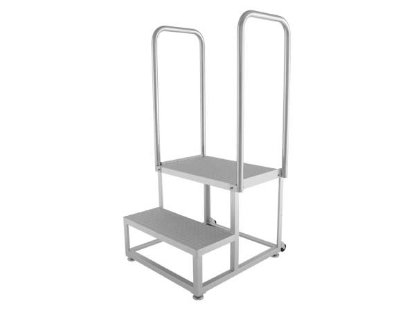 ステンレス踏み台2段 両手すり付【SSP-S2H2】