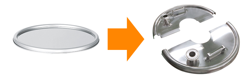 蓋を半分だけ取り外せる「分割蓋」加工